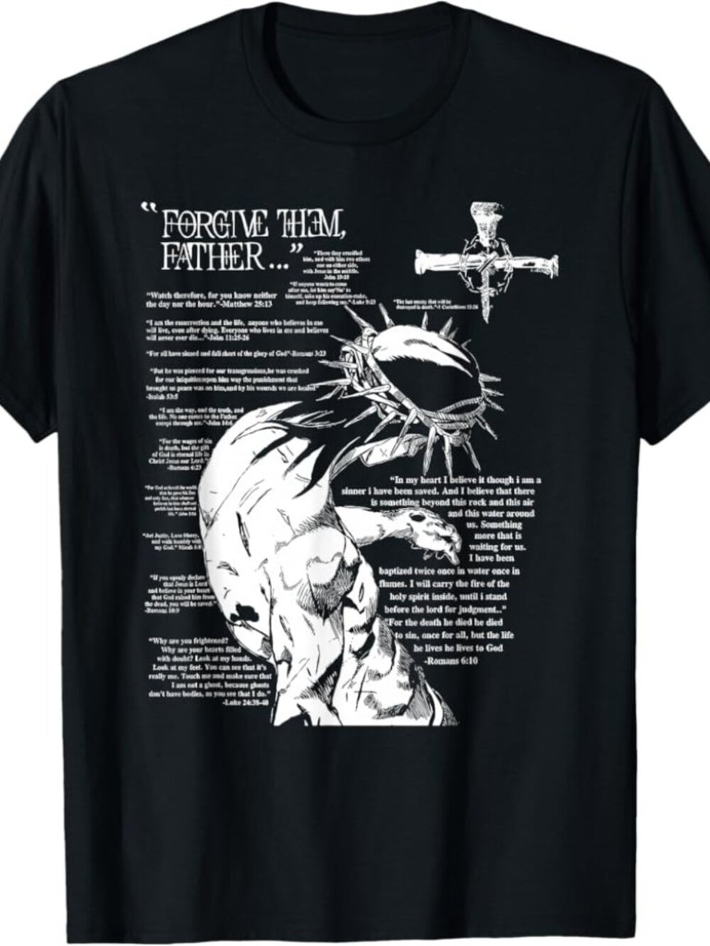 NWOT 100% Cotton Black t-shirt - FORGIVE THEM FATHER... (2XL)